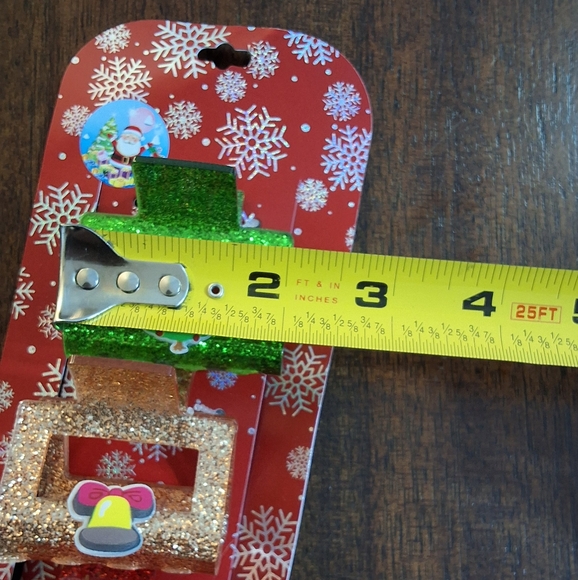 Festive Christmas Themed Set of 3 Hair Claws Clips, Green, Gold, & Red, NEW - Picture 4 of 6